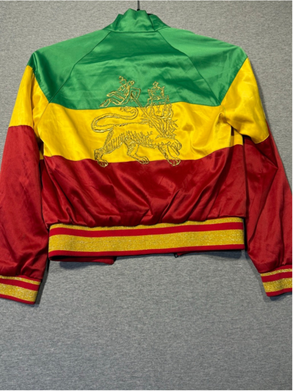 Women's Bob Marley Bomber Jacket L Red Green Yellow RARE